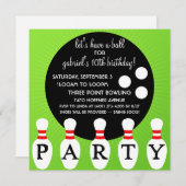 "Lectric Limon Button Party Bowling Birthday Party Einladung (Vorne/Hinten)