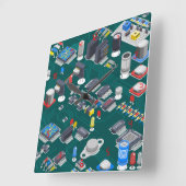 LED-Anzeige für die rote Leiterplatte (PCB) Quadratische Wanduhr (Winkel)