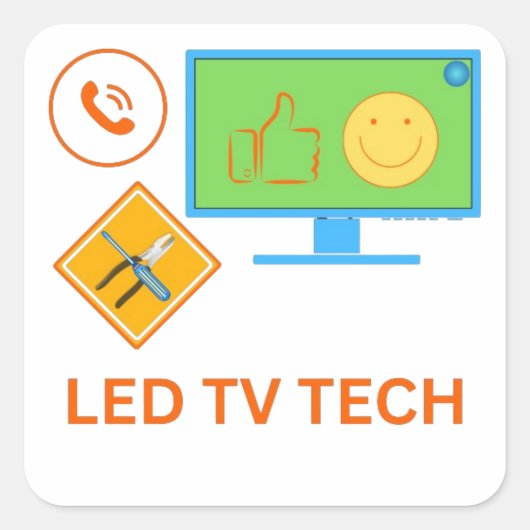 LED TV Tech Fitting Service Quadratischer Aufkleber (Vorderseite)