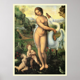 Leda und die Swan von Leonardo da Vinci Poster