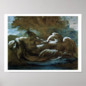 Leda und Schwan (schwarze Kreide und w/c) Poster (Vorne)