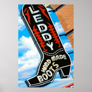 Leddy Boots Store Retro-Neon-Schilderplakat Poster