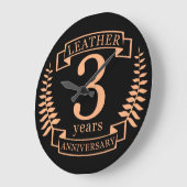 Leder 3 Jahre Hochzeitstag Große Wanduhr (Winkel)