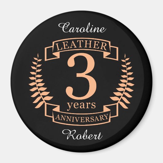Leder 3 Jahre Hochzeitstag Magnet (Vorne)