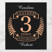 Leder 3 Jahre Hochzeitstag Weinetikett (Einzelnes Label)