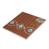 Leder"Apache" Türkis-Western-Fliese Fliese (Seite)