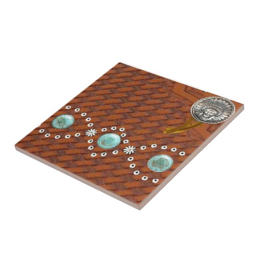 Leder"Apache" Türkis-Western-Fliese Fliese (Seite)