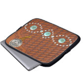 Leder"Apache" Türkis-Western-Laptop-Hülse Laptopschutzhülle (Vorne Knopf)