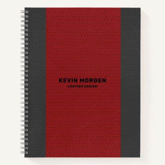 Leder aus rotem und grauem Imitat Notizblock (Vorderseite)