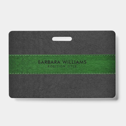 Leder aus schwarzem und grünem Imitat Ausweis (Vorderseite)