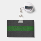 Leder aus schwarzem und grünem Imitat Ausweis (Rückseite mit einziehbar)