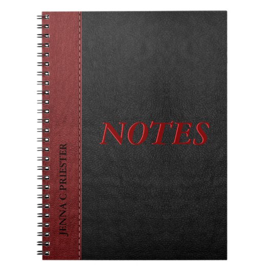 Leder aus schwarzem und rotem Imitat Notizblock (Vorderseite)