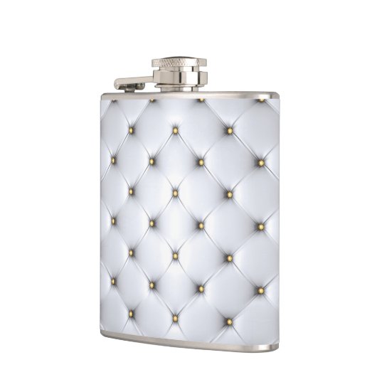 Leder aus weißem Imitat Flachmann (Links)