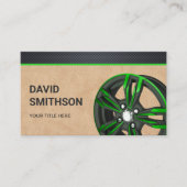 Leder Black Green Car Alloy Wheel Rim Mechanic Visitenkarte (Vorderseite)