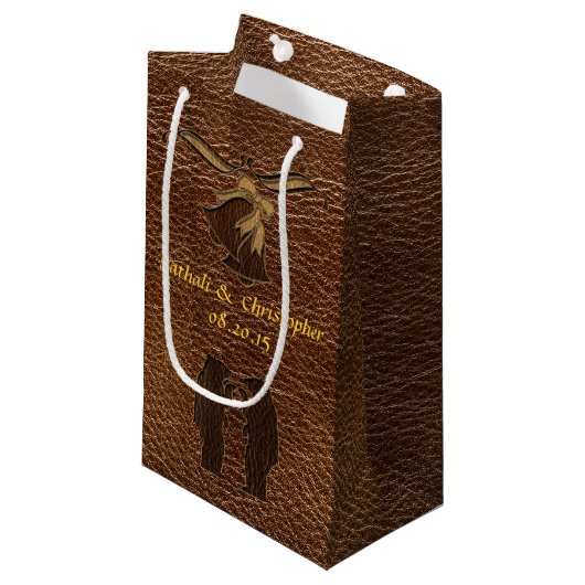 Leder-Blick Hochzeit Kleine Geschenktüte (Vorderseite Schrägansicht)