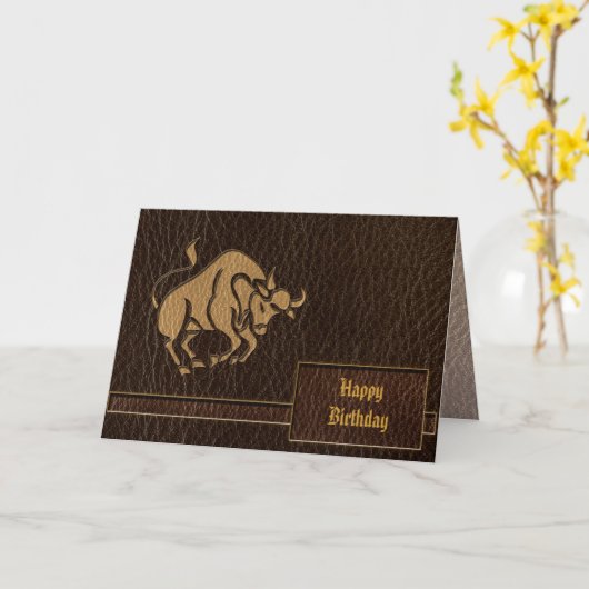 Leder-Blick Stier Karte (Gelbe Blume)