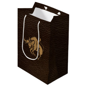 Leder-Blick Stier Mittlere Geschenktüte