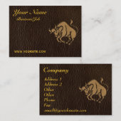 Leder-Blick Stier Visitenkarte (Vorne/Hinten)