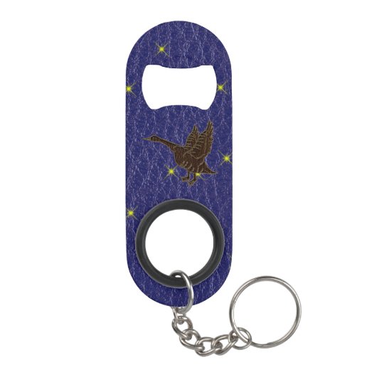 Leder-Blick Ureinwohner-Tierkreis-Gans Mini Flaschenöffner (Rückseite)
