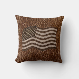 Leder-Blick USA-Flagge Kissen