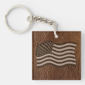 Leder-Blick USA-Flagge Schlüsselanhänger (Vorderseite)