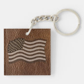 Leder-Blick USA-Flagge Schlüsselanhänger (Rückseite)