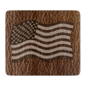 Leder-Blick USA-Flagge Schneidebrett (Vorderseite)