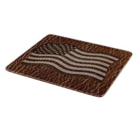 Leder-Blick USA-Flagge Schneidebrett (Ecke)