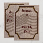 Leder-Blick USA-Flagge weich Einladung (Vorne/Hinten)