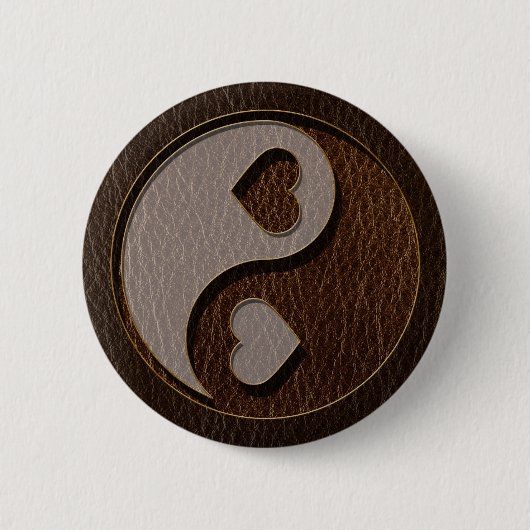 Leder-Blick Yin Yang Herz-Dunkelheit Button (Vorderseite)