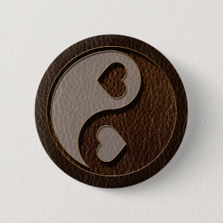 Leder-Blick Yin Yang Herz-Dunkelheit Button