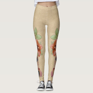 Leder-Blume auf Buttercreme Leggings