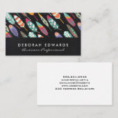 Leder | Boho Feather Pattern Visitenkarte (Vorne/Hinten)