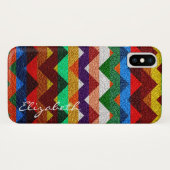 Leder Farbige Zickzack Streifen Monogramm Case-Mate iPhone Hülle (Rückseite (Horizontal))