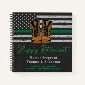 Leder für militärische Altersvorsorge, dünne grüne Notizblock (Vorderseite)