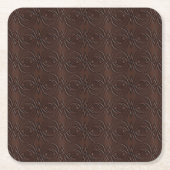Leder geschnitzt braun Aussehen nahtloses Muster Rechteckiger Pappuntersetzer (Vorderseite)