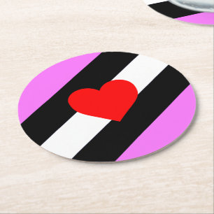 Leder-Girl-Pride-Flagge Runder Pappuntersetzer