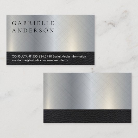 Leder | Hintergrund für metallische Textur | FÜHRU Visitenkarte (Vorne/Hinten)