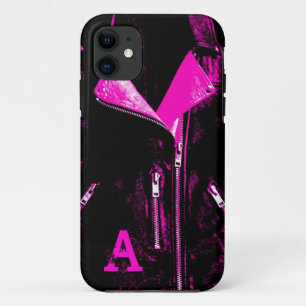 Leder Jacket Pink Monogramm iPhone 5 Fall 11 Hülle