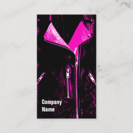 Leder Jacket Pink Visitenkarte schwarzer Seitentex