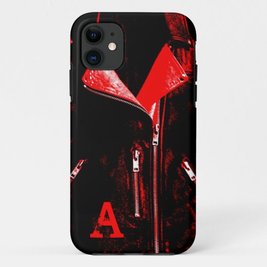 Leder Jacket Red "Monogram" iPhone 5 Fall Case-Mate iPhone Hülle (Rückseite)