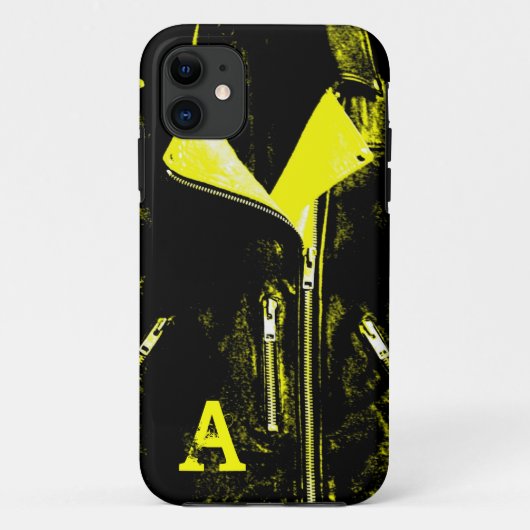 Leder Jacket Yellow Monogram iPhone 5 Fall Case-Mate iPhone Hülle (Rückseite)