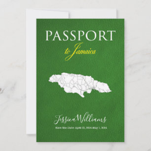 Leder-Jamaika-Reisepass Save-the-Date Einladung