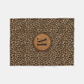 Leder Leopard Vintage Modern Boho Chic Monogramm Fleecedecke (Vorderseite (Horizontal))