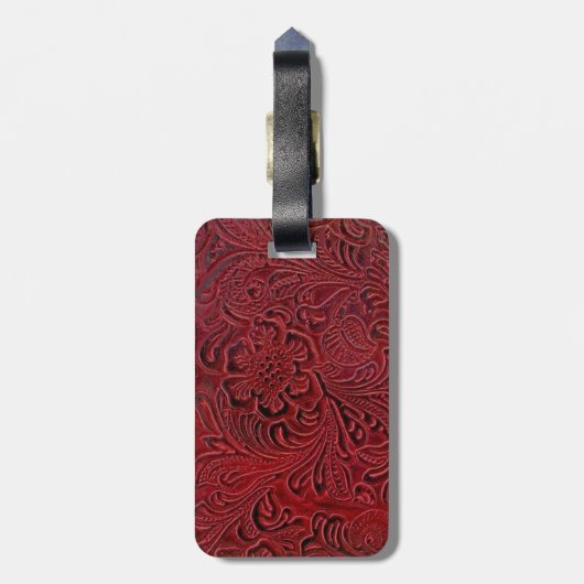 Leder-Look Blumenmuster Gepäckanhänger (Rückseite vertikal)