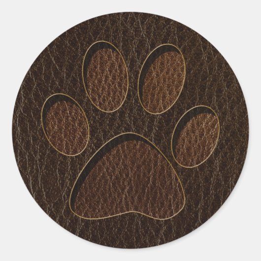 Leder-Look Paw Dark Runder Aufkleber (Vorderseite)