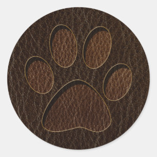 Leder-Look Paw Dark Runder Aufkleber