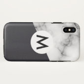 Leder-Marmor mit Monogramm Case-Mate iPhone Hülle (Rückseite (Horizontal))