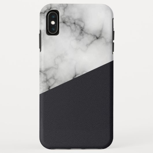 Leder-Marmor mit Monogramm Case-Mate iPhone Hülle (Rückseite)