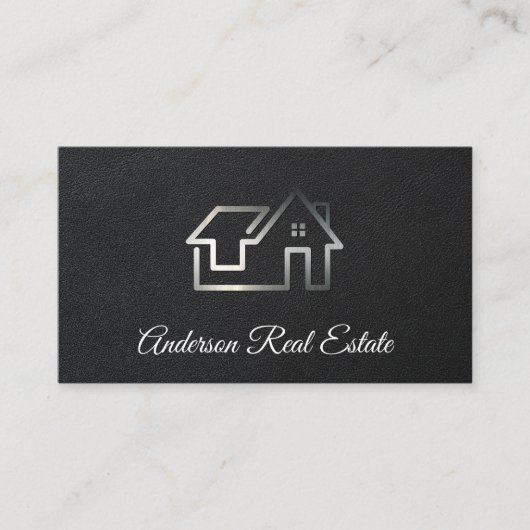 Leder | Minimalistisches Realtor-Logo Visitenkarte (Vorderseite)
